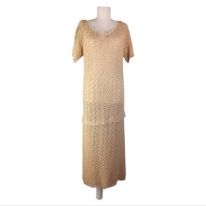 Jeanette Russell Maxi Column Bodycon Stretch Bubble Lace Dress Estimate Size M L
